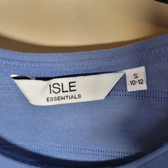 ISLE Blue textured top size 10 crew neck long-sleeved relaxed fit stretch - Picture 4 of 9
